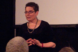 Vivian introducing Film to an audience